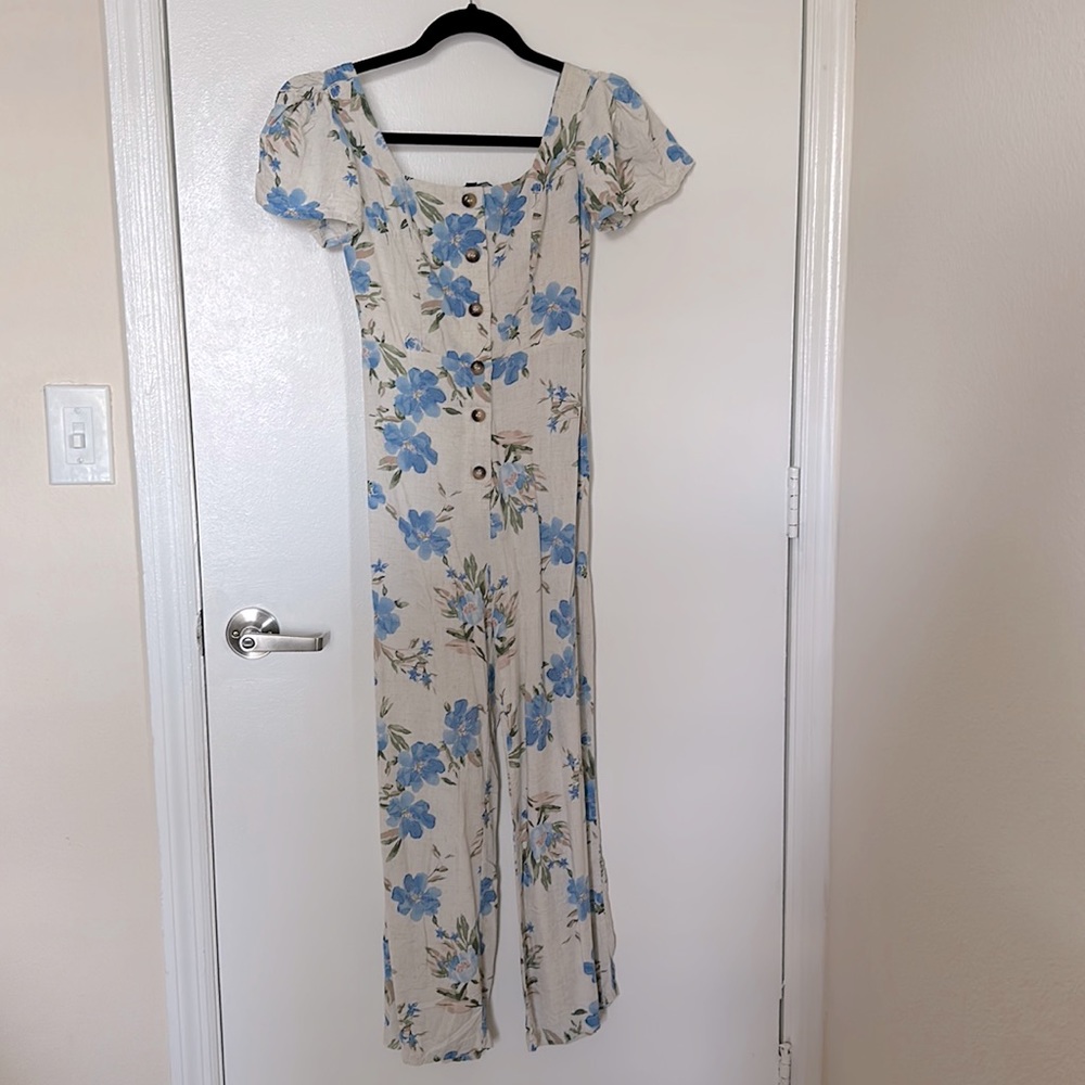 Lulus Button Down Floral Jumpsuit